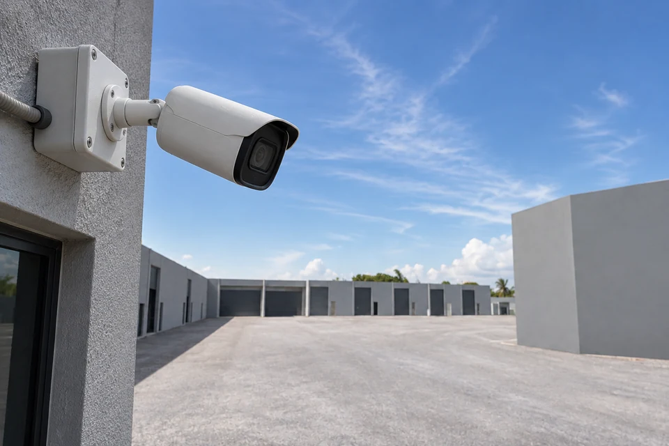 Visualización de una cámara de seguridad orientada hacia el patio de las bodegas